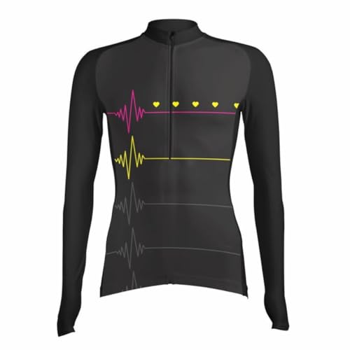 Camisa de Ciclismo Feminina Manga Longa Batimentos Coração Proteção UV Slim Confortável Pro Bike (BR