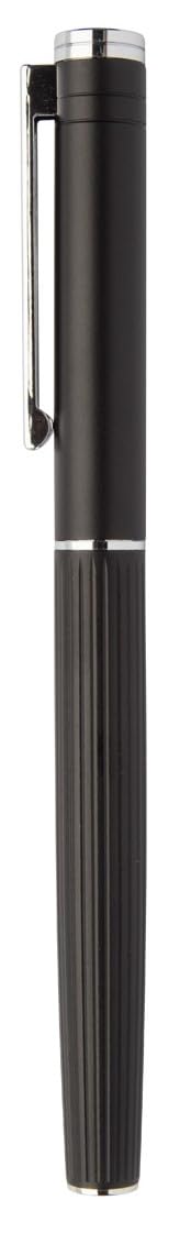 noTrash2003 Ensemble stylo à bille et stylo roller élégant avec corps en aluminium à texture rayée, coffret cadeau noir avec recharge bleue, fournitures de bureau, idée cadeau (bleu)