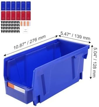 Happybuy Plastic Storage Bin, (11-Inch x 5-Inch x 5-Inch), Hanging Stackable Organizer Bin, Blue/Red, 12-Pack, Heavy-Duty Stacking Container for Closet, Kitchen, Office & Pantry Organization