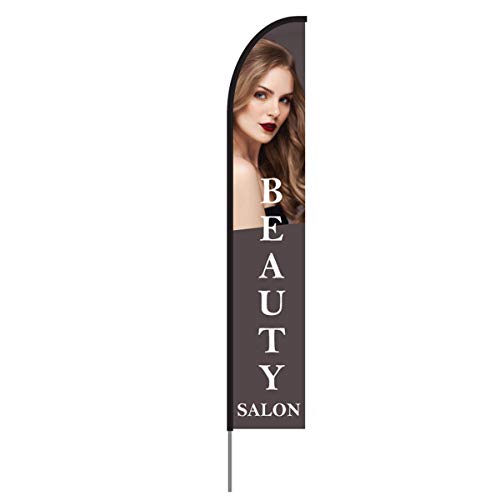 Beauty Salon Flags Banner Swooper Feather Flag Pole Kit Outdoor Business Sign Display, 15ft
