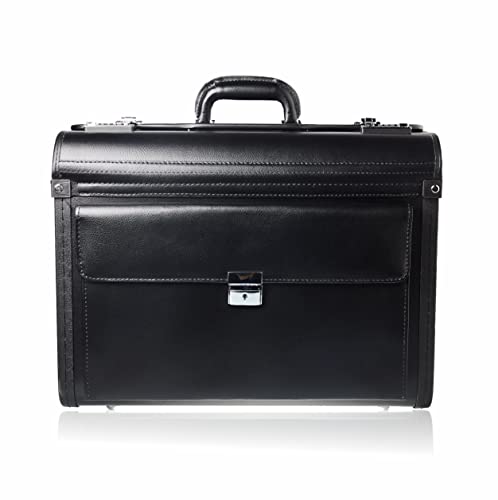 Pilot Case Bonded Lederen Laptop Case Zakelijke Aktetas - Hard Case Cabine Bagagetas Reispiloten Flight Bag - Past 17 Inch Laptops Aktetas Laptop Tas Cabine Koffer, Zwart, Regular Case - Image 4