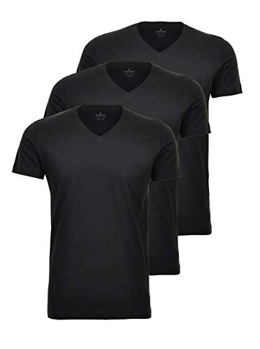 Ragman - 2 T-shirt da uomo con scollo a V Nero