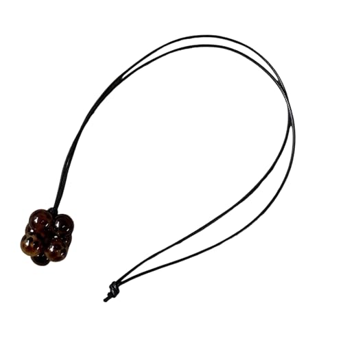 jiingekk Sleek Black Resin Statement Necklace Extra Long Length Minimalist