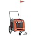 Tidyard Pet Bike Trailer for Small Dogs and Cats, Compact Foldable Design with Shock Absorbers and Lockable Wheels, Orange Grey Oxford Fabric PVC Cover for Outdoor Biking Adventures