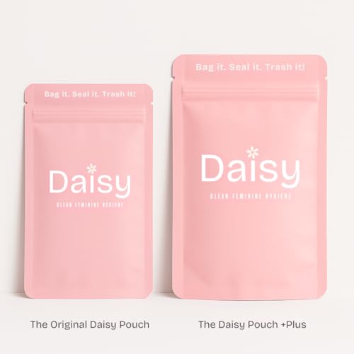 Image of Odor-Proof Sanitary Trash Bags for Tampons, Pads, Discs, Panty Liners & Feminine Wipes | The Daisy Pouch +Plus Discreet Disposal Bags for Home, Work, School & Travel