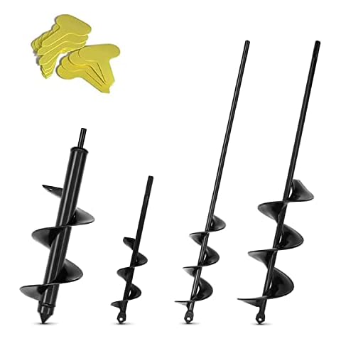 Garten Spiralbohrer 4Pcs Garten Schnecken,Erdbohrer für Bohrmaschine,Pflanzbohrer,Garten Bohrer,Pflanzbohrer für Akkuschrauber,Bodenbohrer Blume Pflanzgefäße Schnecke zum Löcher Graben Cover