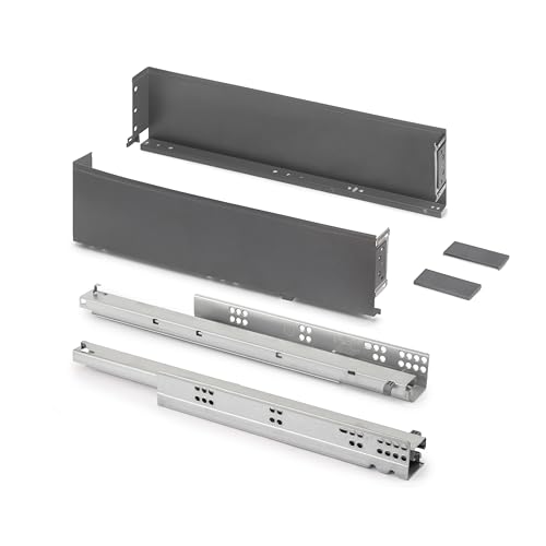 Emuca - Cajón exterior Simplex 25kg de altura 122mm, profundidad 440mm, Acero, Gris antracita