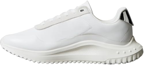Calvin Klein Eva Runner Yw0yw02016 - Alfombra con Cordones para Mujer, Parte Superior Baja, Blanco Brillante Blanco Marshmellow Plateado, 37 EU