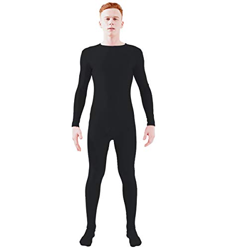 Ensnovo Adult Spandex One Piece Unitard Full Body Suit Costume Black, L