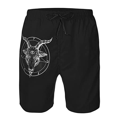 Pentagram with Demon Baphomet Satanic Goat Men's Beach Shorts Board Trunks Classic Bathing Suits Quick Dry Boxer Briefs 5