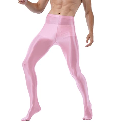 FEESHOW Mens Gay Underwear Glossy Pantyhose Bulge Pouch Tights Stockings High Waist Leggings Pants2