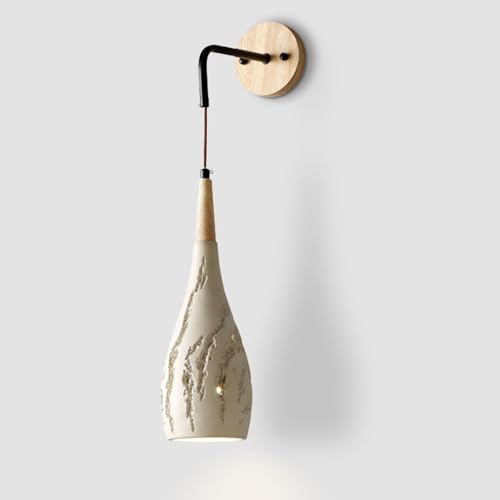 Modern Cement Wall Sconce, Concrete Wall Lights with Wood Accent,