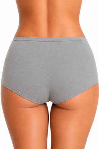 Image of Womens High Coverage Super Soft Elastane Stretch Mid Waist Boy Shorts Panties