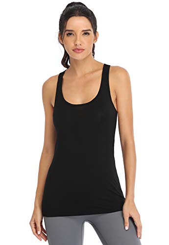 Athomely Workout Tank Tops for Women Athletic Yoga Tops Racerback Running Tanks Gym Exercise Shirts Sleeveless Activewear 4 Pack Black/Grey/White/Purple M