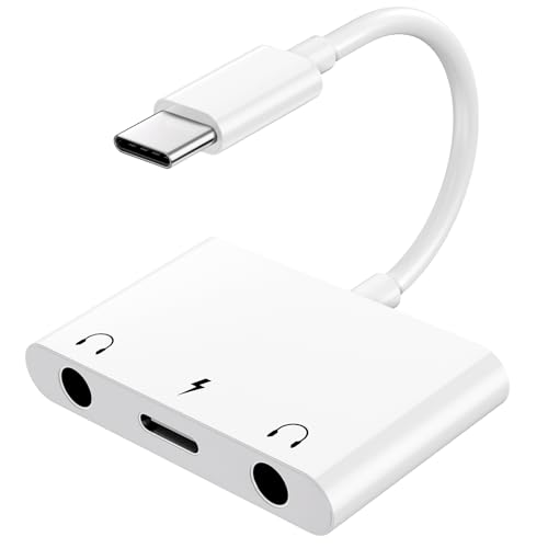 INVERSE NET Headphone Adapter for iPad, Headphone Splitter for 2 Headphones,3 in 1 USB C to 3.5mm Jack Audio Adapter with 60W Fast Charging Compatible with S24/23 Ultra.
