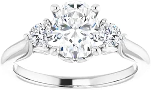 1CT-4CT Oval Cut Colorless Moissanite Engagement Ring, Wedding/Bridal Ring Set, Solitaire Halo Style, Solid Sterling Silver Promise Ring Gifts for Her2