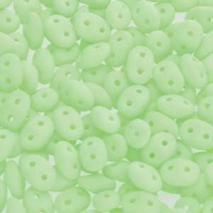 SuperDuo Czech 2-Hole Seed Bead 5mm by 2.5mm, Bondeli Matte Lime, 8 Grams