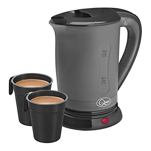 Quest Black Portable Travel Kettle with Cups Cover