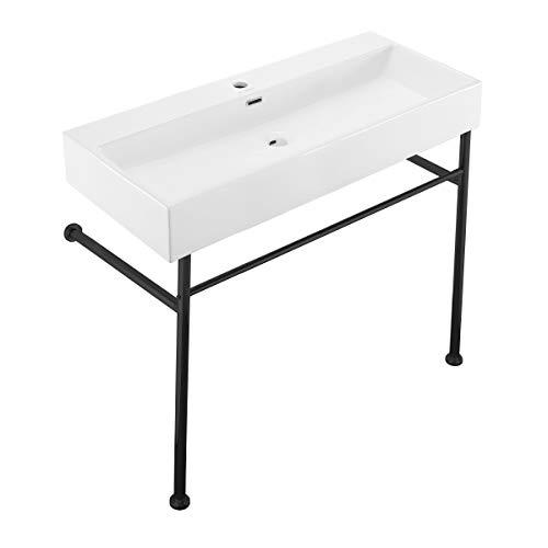 Image of Swiss Madison Well Made Forever SM-CS734, Claire 40 inch Ceramic Console Sink In Glossy White Basin