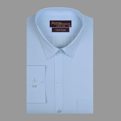 Image of ACCOX Men's Cotton Full Sleeves Regular Fit Winter Wear Self Design Plain Formal Shirt for Men (GCR296)