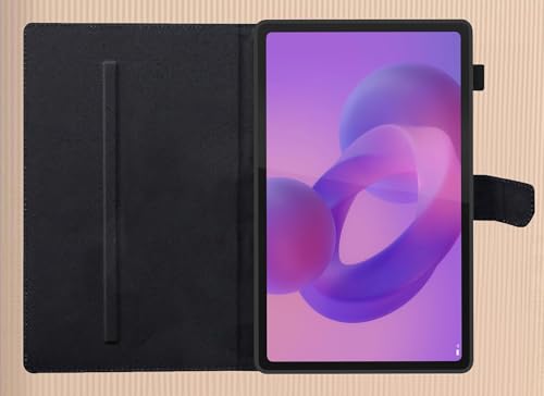 Image of TGK Flip Cover Case for Lenovo Idea Tab Plus 12.1 inch Tablet TB361FU TB361ZU Executive Leather Built-in Pencil Holder (Black)
