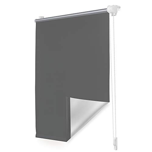 ROOMY Thermo-Rollo Klemmfix ohne Bohren Verdunkelungsrollo mit Montageschiene Hitzeschutzrollo...