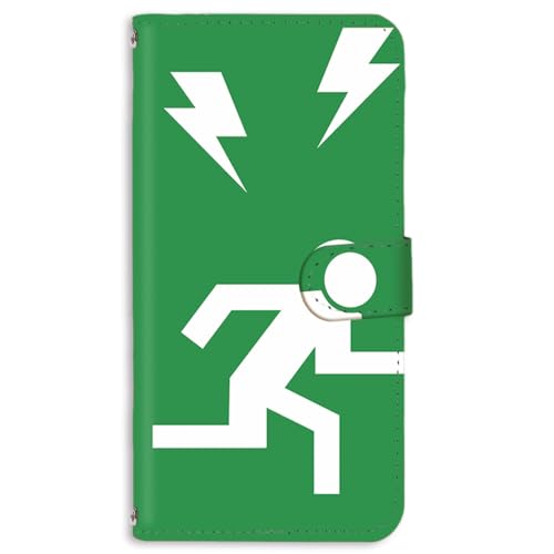 FFANY Google Pixel 8a 用 非常口 標識 イグジット グリーン スマホケース 手帳型 ミラー付き ピクセル8aケース pixel8aカバー 146@03m