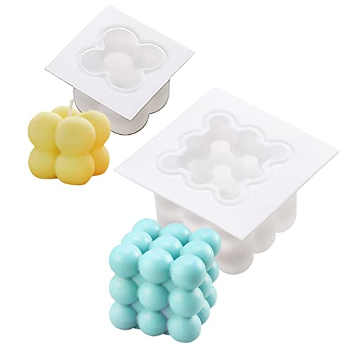 Lot de 2 moules à bougies en silicone 3D - Moule en silicone - Bougies - Moule à bougies - Moule en résine - Pour bricolage - Bougies - Savon, fondant, gâteau Cover