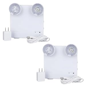 Ideal Security Rechargeable LED Power Failure Light, Adjustable Heads, Up to 48 Hours, 80-140 Lumens, Emergency Light for Home, Prepared for Power Outages, White (2-Pack)