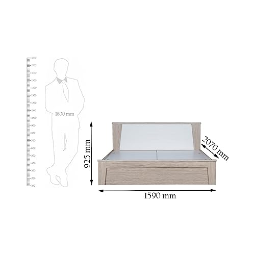 Image of HomeTown Ambra Queen Bed with Box Storage in Oak Colour