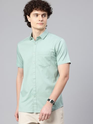 Image of Majestic Man Slim Fit Pure Cotton Half Sleeve Solid Casual Shirt