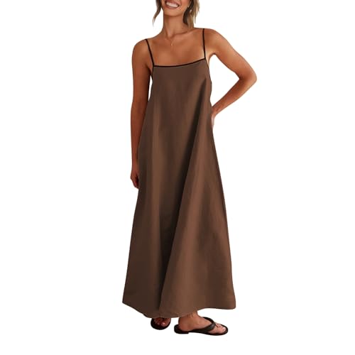 Shy Velvet Women's Linen Maxi Dress Spaghetti Strap Casual Boho Dress
