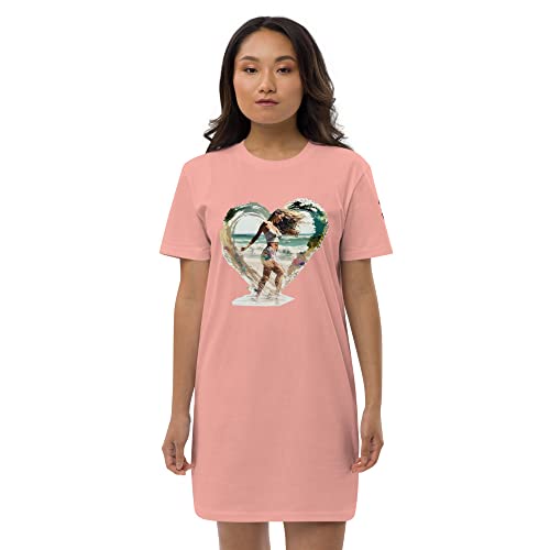 Robe t-shirt coton bio femme robe de plage imprimée et décontractée pour l'été