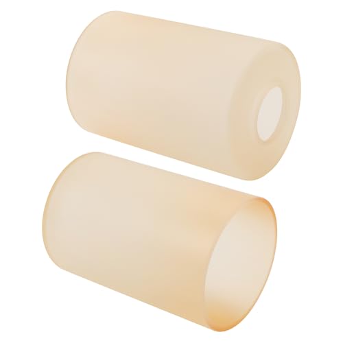 Image of 3 Pack Light Amber Frosted Glass Replacement Globe & Shade, 6-1 /16 inch Tall, 1-5 /8 inch Fitter, Soft Light Cylinder Glass Lamp Cover for Chandelier Pendant Light Wall Sconce Light Fixtures
