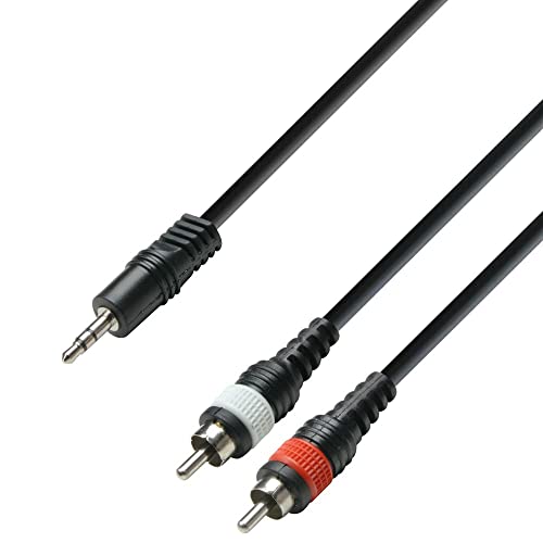 Adam Hall 3 Star Series 3m 3.5mm Jack Stereo to 2X RCA Male Audio Cable