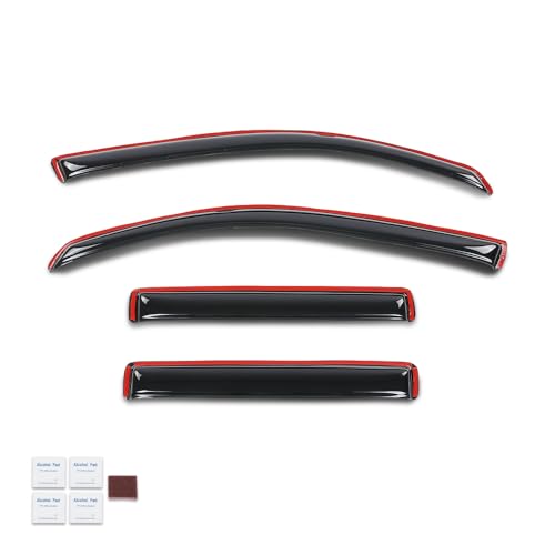 Image of PIT66 in-Channel Ventvisor Window Deflectors and Sun Visors 4pcs Compatible with Honda Ridgeline 2017 2018 2019 2020 2021 2022 2023 2024 2025 in-Channel Rain Guards Smoke