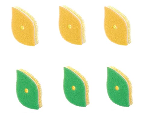 【6個セット】マーナ 葉っぱ型 キッチンスポンジ (グリーン3個+イエロー3個/吸盤なし)食器洗い 【6個セット】マーナ 葉っぱ型 キッチンスポンジ (グリーン3個+イエロー3個/吸盤なし)食器洗い