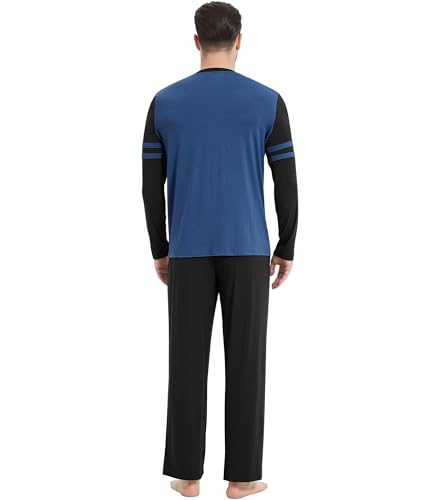 Image of NACHILA Mens Pajamas Set Viscose Made from Bamboo V Neck Top Sleep Pants