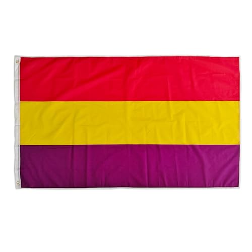 Bandera Republicana Pandiui23, 150x90 cm, Roja, Amarilla y Morada, A Rayas, Para Eventos Políticos, Interiores y Exteriores, Sujeción con Ojales, Repelente al Agua, Planchable