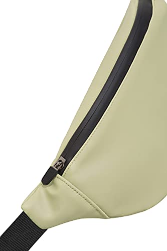 Image of Unisex Premium Leather Waist Pack Slinger Travel Handy Hiking PU Rubber Zip Pouch Elegant Style Document Money Phone Belt Sport Bag for Men and Women Adjustable Strap (Light Green)