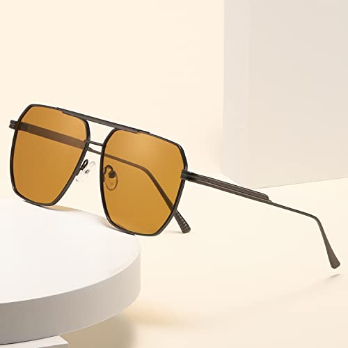 Image of MASDUN Retro Oversized Square Polarized Sunglasses for Women Men Vintage Shades UV400 Classic Metal Sun Glasses