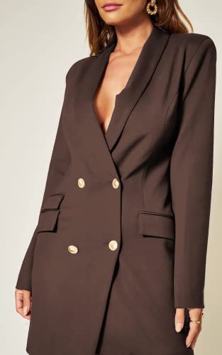 Image of UNIQUE 21 Women Luxe Stain Breasted Asymmetric Blazer Dress - Ladies Elegant Casual Work Office Events Blazer Dresses