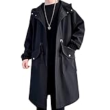 [foveitaa] コート メンズ 冬服 ロング コート メルトン チェスターコート ウインドブレーカー オーバーサイズ ゆったり 無地 中綿 暖かい 防寒 防風 かっこいい ロング アウター シンプル オシャレ かっこいい 秋冬black-2XL