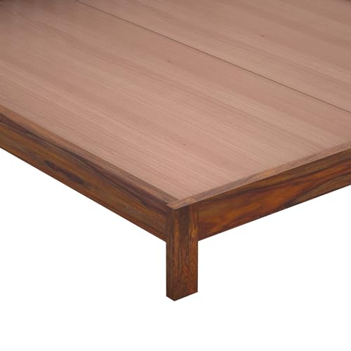 Image of SANKAT MOCHAN Industries Solid SHEESHAM Honey Brown Wooden King Size Simple Without Storage Bed Double Bed Furniture for Bedroom Living Room, Hotel & Hostel (Honey Finish) Matters Size (6 * 6.5)