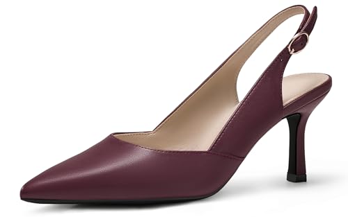 Women's Slingback Kitten Heels Closed Pointed Toe Pumps Wedding Party Dress Shoes