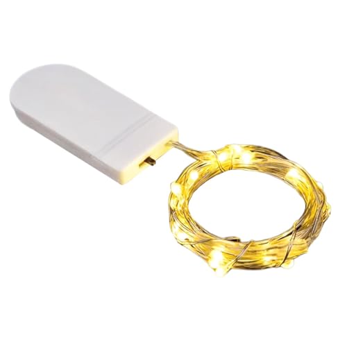 LEDストリングライト 電池式 フェアリーライト 8個セット LEDイルミネーション 1m 10LED 電球色 防水 銅線ワイヤー おしゃれ 屋外 室内 ガーデン 正月 クリスマス 結婚式 パーティー 告白 ハウス ホテル 飾り (イエロー)