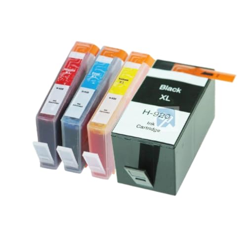Cartouches d'encre 920XL jaunes compatibles pour imprimantes OfficeJet 6500A et 7500A lot de 4