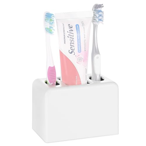 Linkidea Soporte para cepillo de dientes de encimera para baño, soporte de plástico para cepillo de dientes manual y pasta de dientes, organizador compatible con Oral-B CrossAction, Reach Essentials