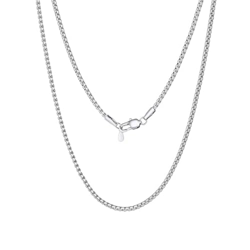 PROSTEEL Stylish Stainless Steel Round Link Chain Necklace for Men, 2mm/4mm/6mm/8mm. Silver/Gold/Black Tone, Hypoallergenic Jewelry, 14"-30", Come with Box 18 inch(46cm) 2mm-Elegant Silver