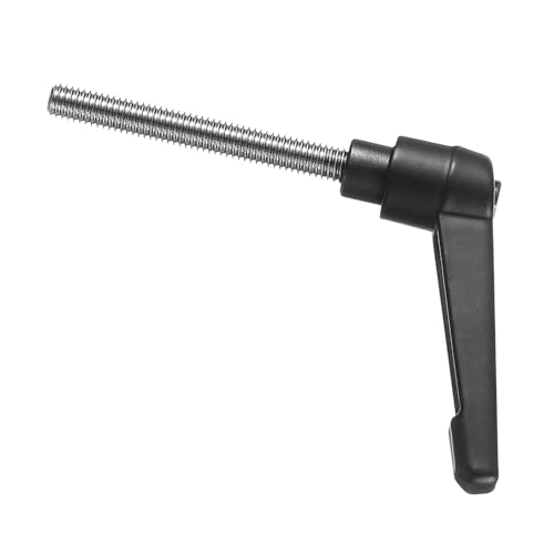 Image of uxcell Adjustable Clamping Lever Handle M6 x 50mm Metric 304 Stainless Steel Male Threaded Stud Hand Knobs Push Button Ratchet Rotating Screw Handles Bolts with Locking Lever Black